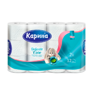 Туалетная бумага Карина Delicate Care 2-х слойная