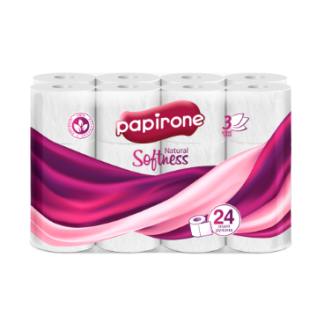 Туалетная бумага  Papirone 3-х слойная 24 рулона