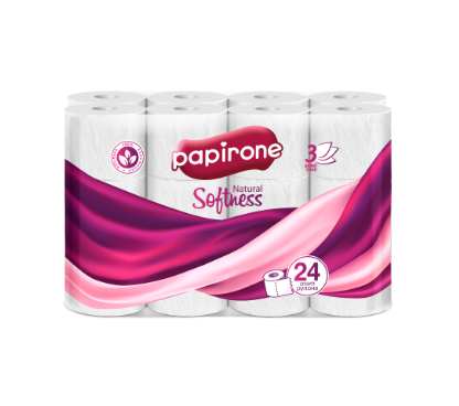 Туалетная бумага Papirone 3-х слойная 24 рулона