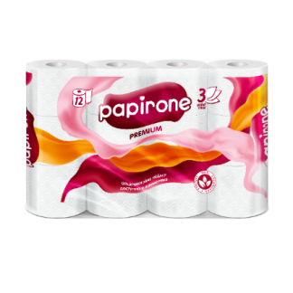 Туалетная бумага Papirone Premium 12 рулонов