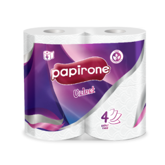 Туалетная бумага Papirone Premium 4 рулона, 4-х слойная Velvet
