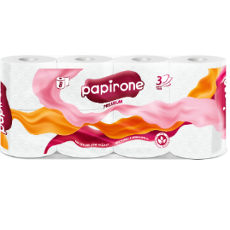 Туалетная бумага Papirone Premium 8 рулонов