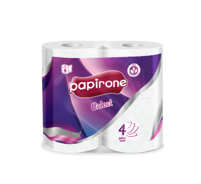 Туалетная бумага Papirone Velvet 4-х слойная 4 рулона
