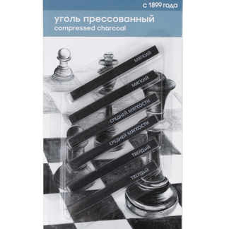 Уголь прессованный Гамма "Студия", ассорти, квадратный, 6шт., блистер, европодвес
