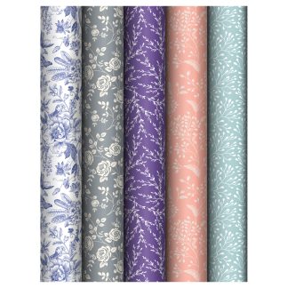 Упаковочная бумага глянц. 70*100см, MESHU "Grace pattern", 80 г/м2, ассорти, 5 дизайнов MS_62820