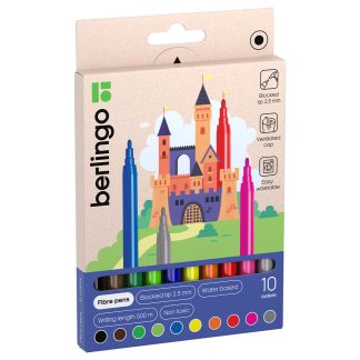 Фломастеры Berlingo "Замки", 10цв., смываемые, картон, европодвес WP00210