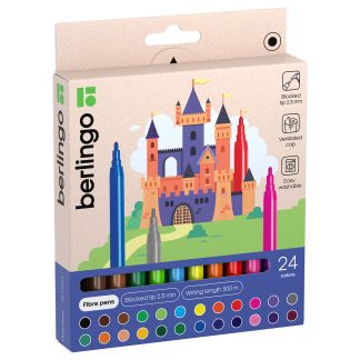 Фломастеры Berlingo "Замки", 24цв., смываемые, картон, европодвес WP00224