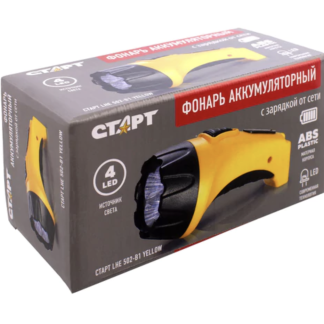 Фонарь аккумуляторный СТАРТ 4хLED, выдвижная вилка, заряд от сети, LHE 502-B1