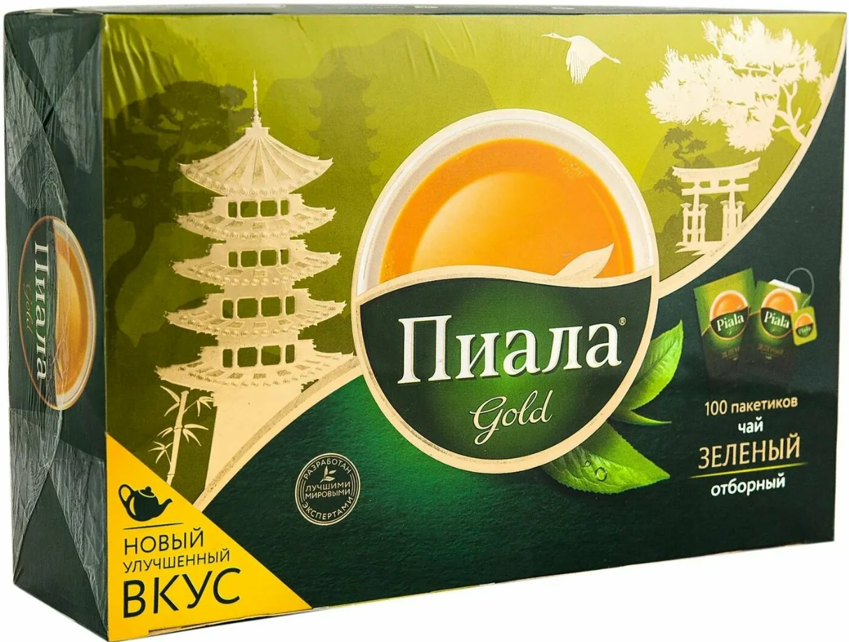 Чай в пакетиках, Пиала голд, 100 штук