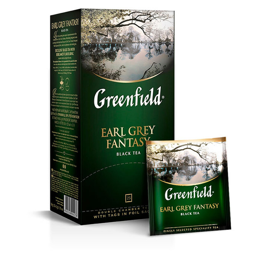 Чай Greenfield Earl Grey Fantasy черный с бергамотом, 100 пакетиков