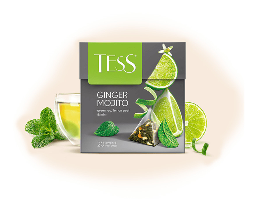Чай Tess "Ginger Mojito" зеленый фруктовый, 20 пакетиков