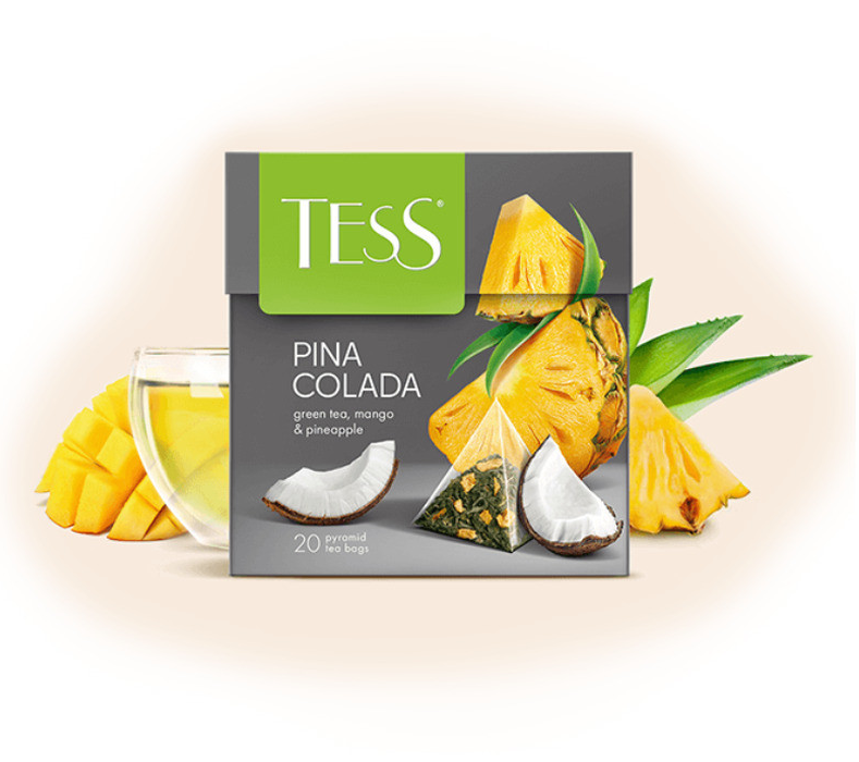 Чай Tess "Pino Colada" зеленый фруктовый, 20 пакетиков