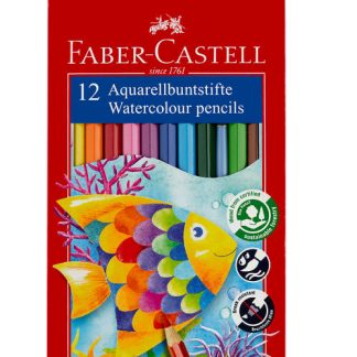 Карандаши акварельные Faber-Castell, 12цв+кисть, картон, европодвес 114413