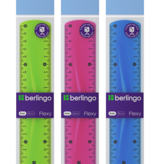 Линейка 20см Berlingo "Flexy", пластиковая, гибкая, ассорти, европодвес PR_10020