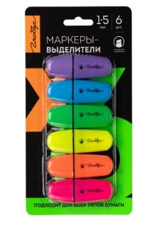 Набор маркеров-выделителей, 1-5 мм, 6 цветов, европодвес ХЦ6